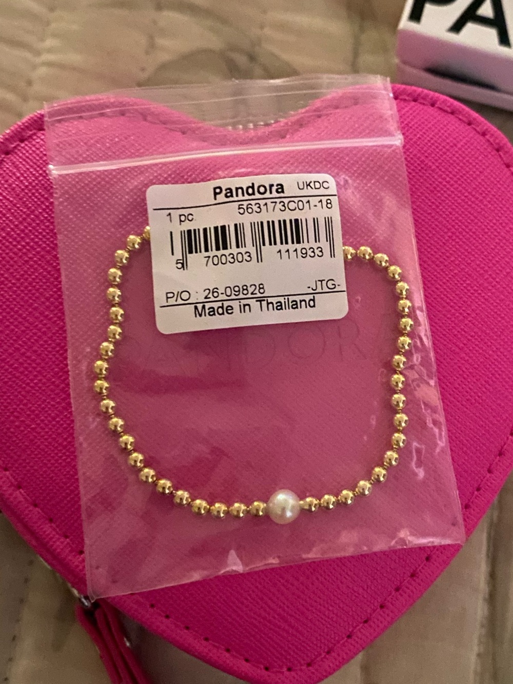 Authentic! New Pandora Gold Beaded Bracelet w/ Freshwater Pearl Sz 7.1”